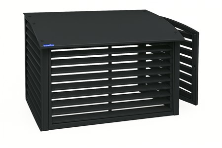 QsanTec skydd för utomhusdel i plåt m. lucka - Antracit Grå